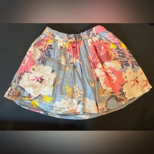 Girls Floral Print Linen Skirt
